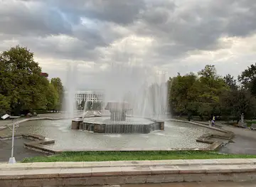 Fountains and linden alley above the square