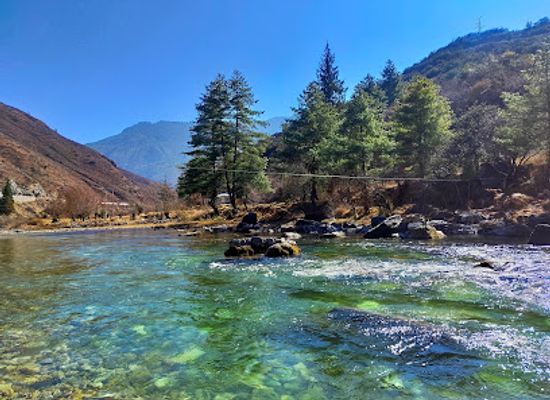 bhutan/paro/attraction/wire-rope-sling-bridge-rock-beach