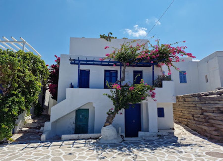 Discover the captivating beauty of the House with Flowers and Sea View in Paros, where vibrant blooms meet stunning Aegean vistas.
