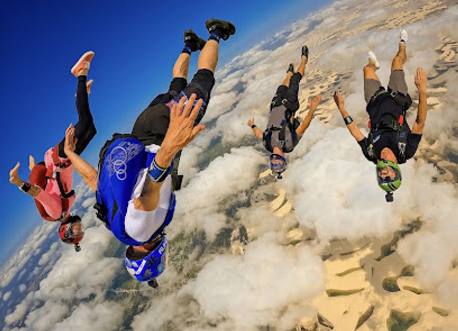Experience skydiving thrills amidst the stunning dunes and lagoons of Lençóis Maranhenses National Park in Barreirinhas, Maranhão.