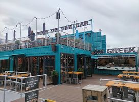 Under the oak bar