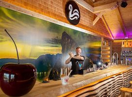 Zirbenstamm-Bar am Feldbauernhof