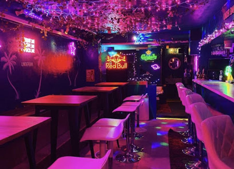 Dive into Kyoto's vibrant nightlife at UNDERBAR-KYOTO, where cocktails, darts, and music create an unforgettable evening.