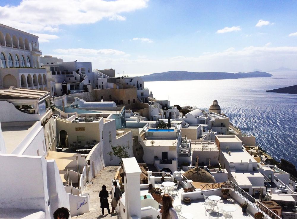 Sailing to Santorini Greece
