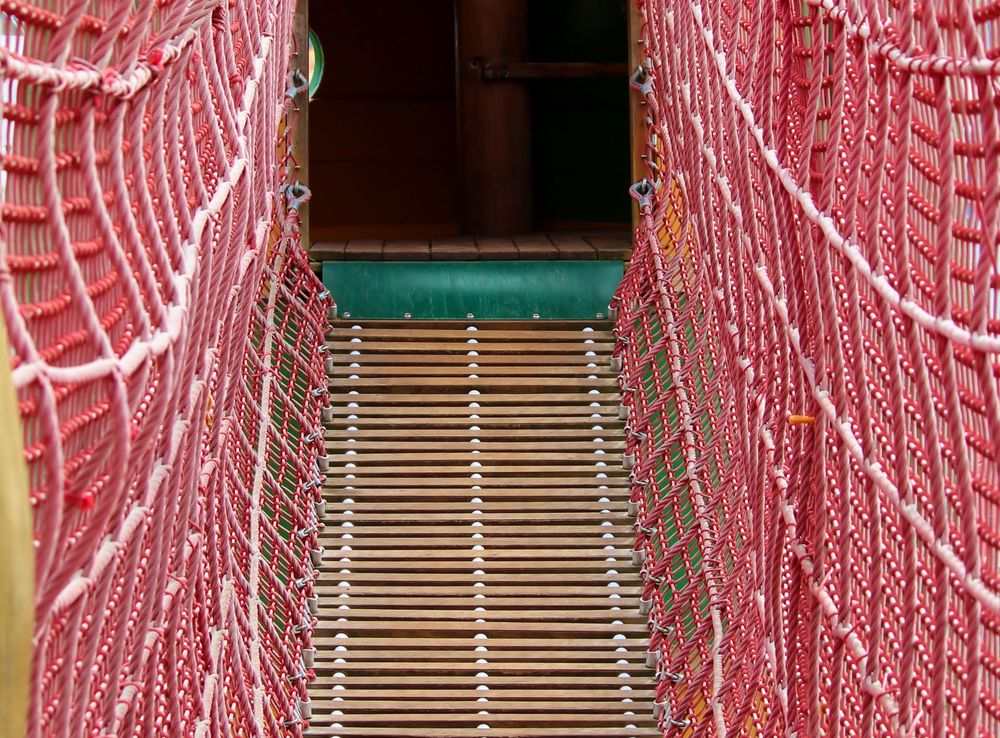 Free Images : adventure, suspension bridge, red, color, balance, curtain,  leisure, security, material, climb, interior design, christmas decoration,  textile, fun, courage, connection, network, gymnastics, abyss, game device,  children's playground ...