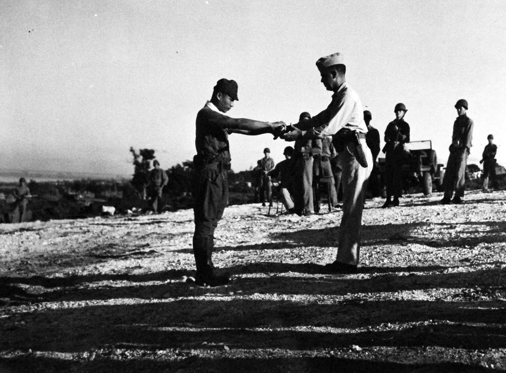 80-G-495894: Surrender of Japan, Saipan, Mariana Islands, 1945