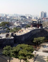 skyline of Suwon in South Korea image ...