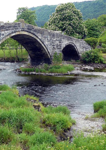 arch bridge, Humpback bridge, river ...