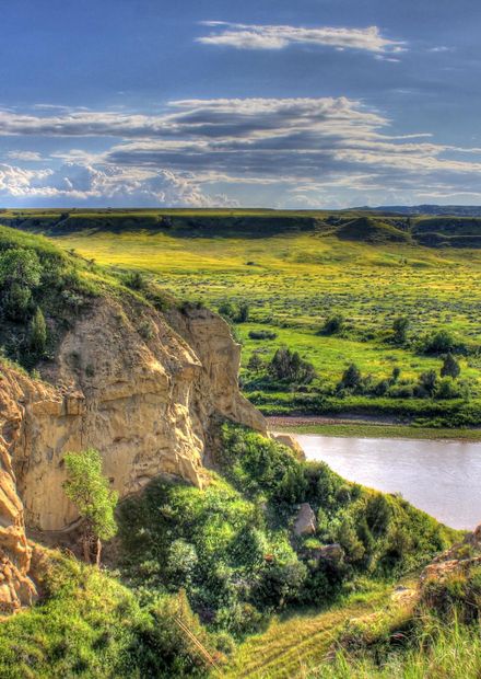 Landscape across the river at Theodore ...