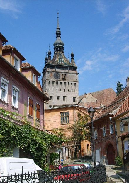 File:Sighisoara clock tower and town ...