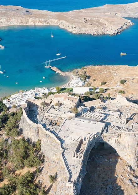File:Aerial view of Lindos Beach and ...