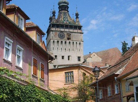 File:Sighisoara clock tower and town ...