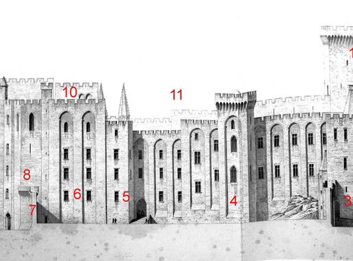 Fichier:Les douze tours du Palais des papes sur façades Viollet-le-duc.jpg  — Wikipédia