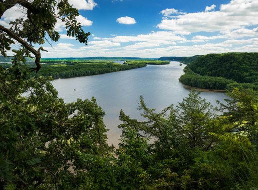 Photo #82571: Mississippi River view from Effigy Mounds National Monument  at Fire Point | America's Byways