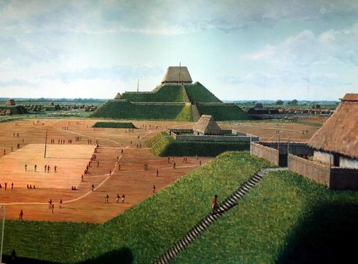File:Cahokia Mounds -- UNESCO reconstruction.jpg - Wikimedia Commons