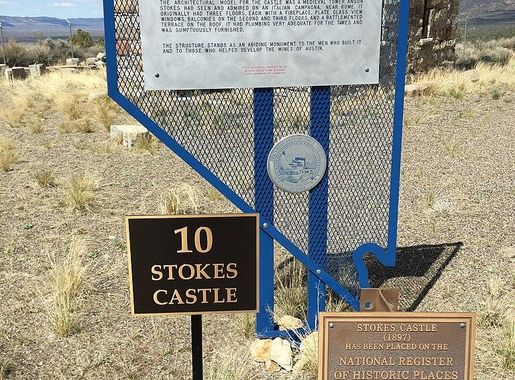 File:2015-04-02 13 51 48 Historical markers at the Stokes Castle in Austin,  Nevada.JPG - Wikimedia Commons