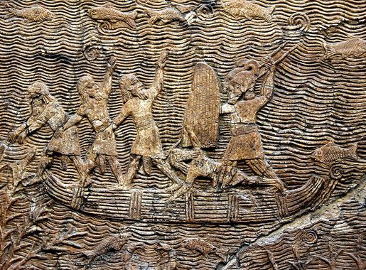 File:Detail, Assyrian military campaign in the marches of southern Iraq.  640-620 BCE. British Museum.jpg - Wikimedia Commons