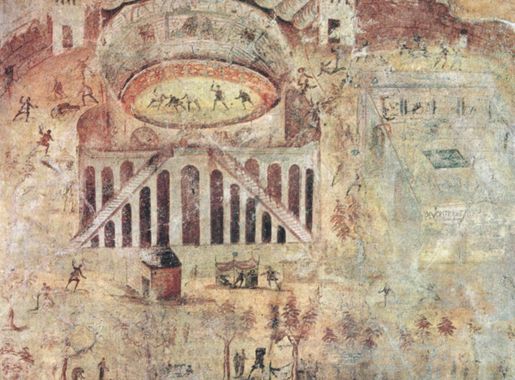 File:Pittura di pompei con zuffa tra pompeiani e nocerini.jpg - Wikimedia  Commons