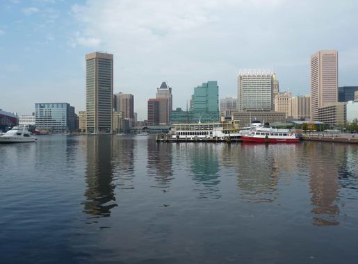 Free picture: city, architecture, water, cityscape, blue sky, waterfront,  modern, river