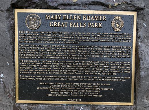 File:2018-07-25 08 27 28 Plaque describing Mary Ellen Kramer Great Falls  Park within Paterson Great Falls National Historical Park in Paterson,  Passaic County, New Jersey.jpg - Wikimedia Commons