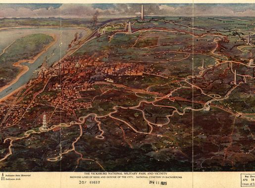 File:The Vicksburg National Military Park and vicinity showing lines of  siege and defense of the city. National cemetery in background. LOC  99447424.jpg - Wikimedia Commons