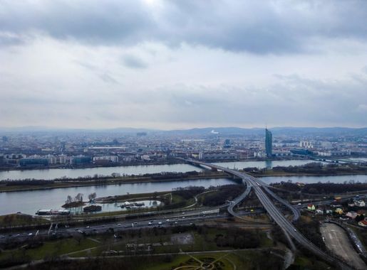 Free Images : vienna, austria, aerial view, handelskai, donau, danube,  roads, city, architecture, building, sky, clouds, construction, skyscraper,  millenium tower, brigittenauer bridge, cloud, metropolitan area, landscape,  urban area, bird's eye view ...