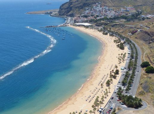 Free Images : sea, coast, ocean, shore, vacation, cliff, bay, terrain, body  of water, tenerife, breakwater, cape, landform, sand beach, fishing  village, aerial photography, santa cruz, pico del teide, playa las  teresitas,