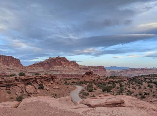 Free picture: desert, road, asphalt, canyon, landscape, mountain, high  land, rock, sandstone, nature