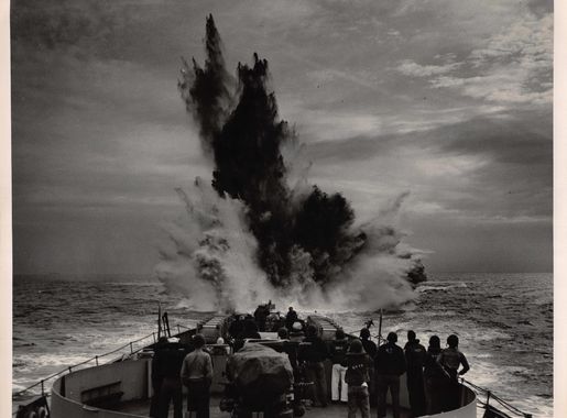Depth Charge Attack from a Coast Guard Cutter