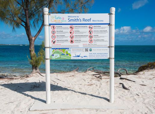 File:Beach sign at Smiths Reef, Providenciales.jpg - Wikimedia Commons