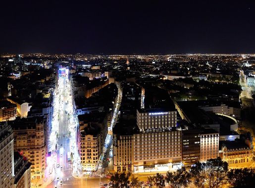 File:Skyline view of Madrid, Spain at night - 50317258357.jpg - Wikimedia  Commons