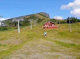 Skeikampen scenic view top point stone made cabin