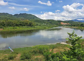 Nice village, bridge and river view