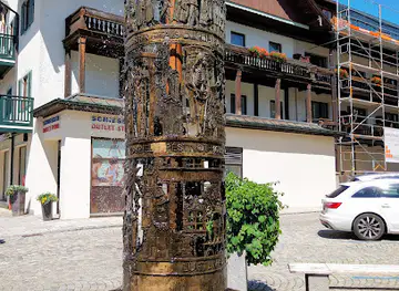 Bronze Fountain depicting the plague and founding of the Passion Play, Oberammergau