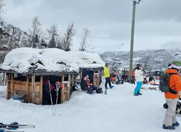 Huts with campfire and grill