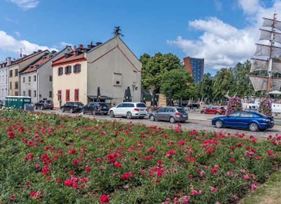 lithuania/klaipeda/landmark/chimney-sweep-on-the-roof