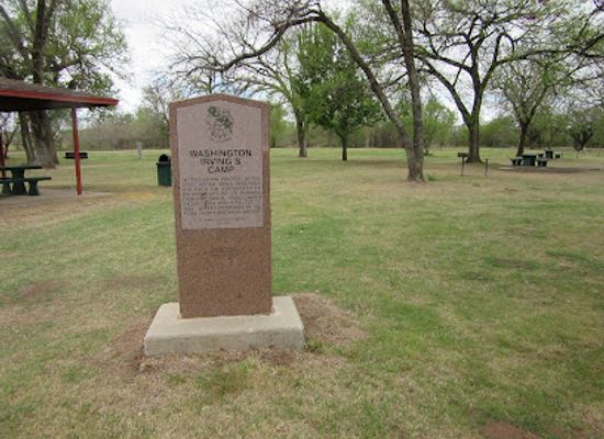 oklahoma/prairie-plains/landmark/washington-irving-s-camp-historical-marker