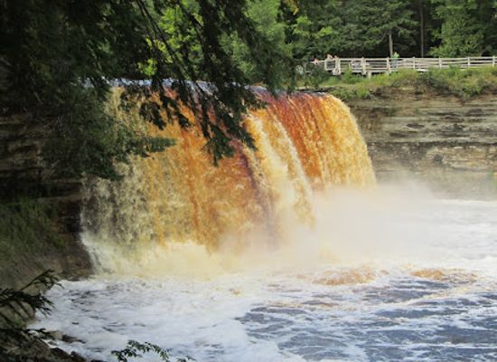 michigan/northern-michigan/landmark/toonerville-trolley-riverboat-tour-to-tahquamenon-falls