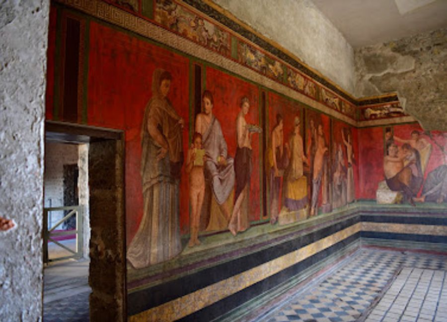Explore the Villa dei Misteri in Pompei, where stunning frescoes reveal the secrets of ancient Roman life and culture, all within a serene archaeological oasis.