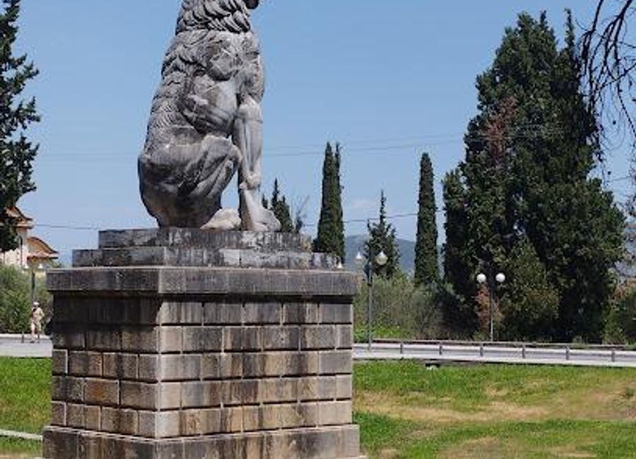 Explore the Lion of Chaeronea, an ancient monument honoring the brave soldiers of a pivotal battle, surrounded by stunning Greek landscapes.