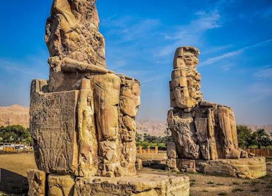Explore the Colossi of Memnon, two towering statues that symbolize the grandeur of ancient Egypt and its rich archaeological heritage.