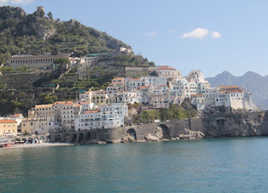 Experience the breathtaking views at Castello Lauritano, a historic castle offering stunning vistas of the Amalfi Coast in San Lazzaro, Italy.
