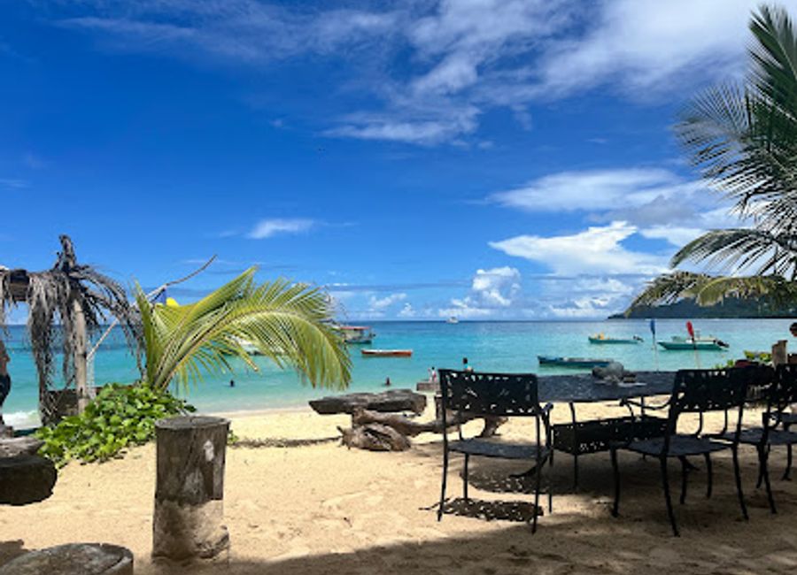 Experience exquisite dining at Sunrise Beach Bar/Grill with fresh seafood, grilled delights, and stunning ocean views in beautiful Anse Royale.