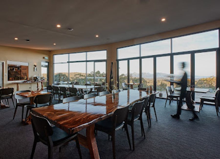 Experience exceptional Tasmanian cuisine at Mount Paul Lounge amidst stunning bushland views.