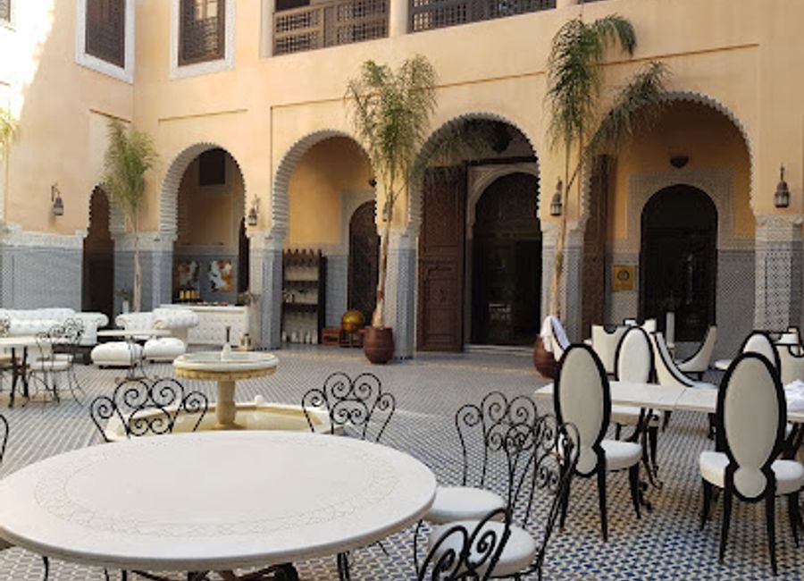 Savor authentic Moroccan flavors at Les Jardins de Sheherazade, where traditional cuisine meets enchanting ambiance in Fès.