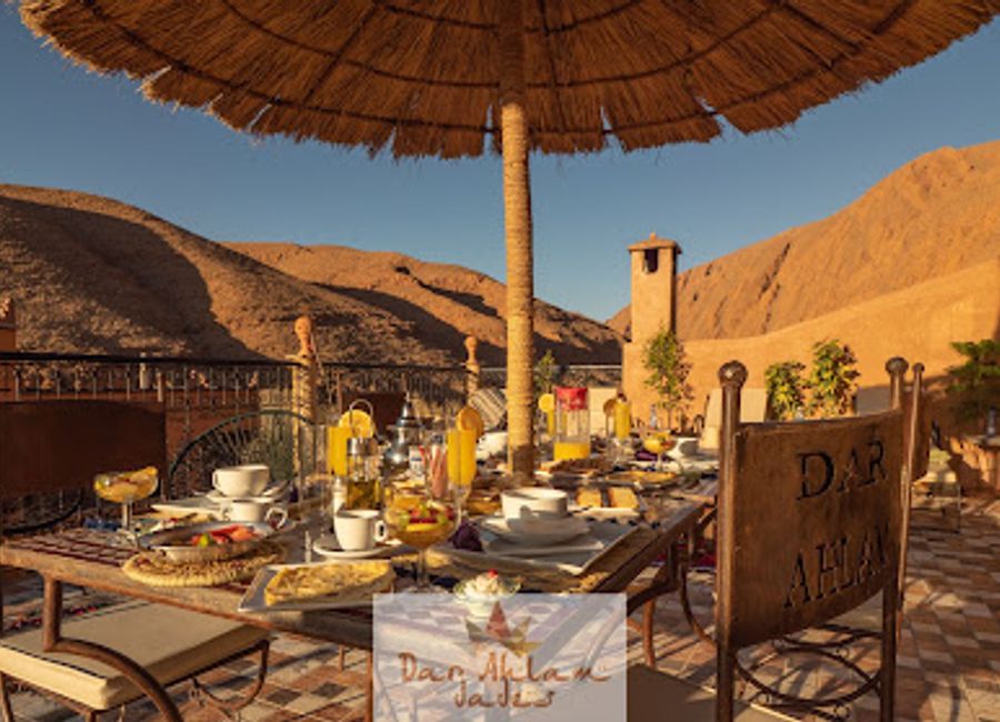 Experience authentic Moroccan flavors at Restaurant Dar Ahlam Dades, where stunning landscapes meet exquisite cuisine.