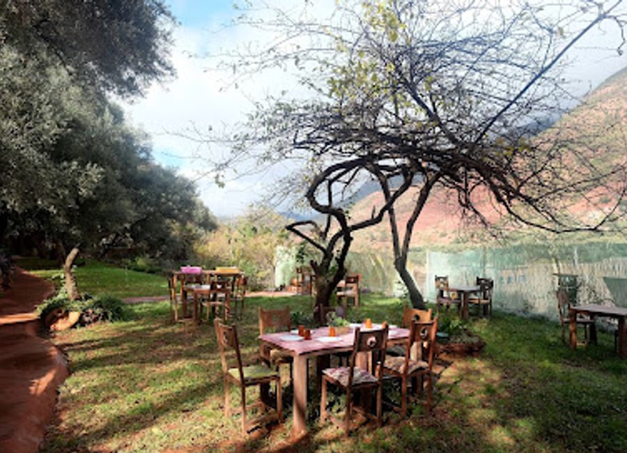 Experience authentic Moroccan cuisine surrounded by stunning landscapes at Restaurant Elzguerona in Vallée d'Ourika.