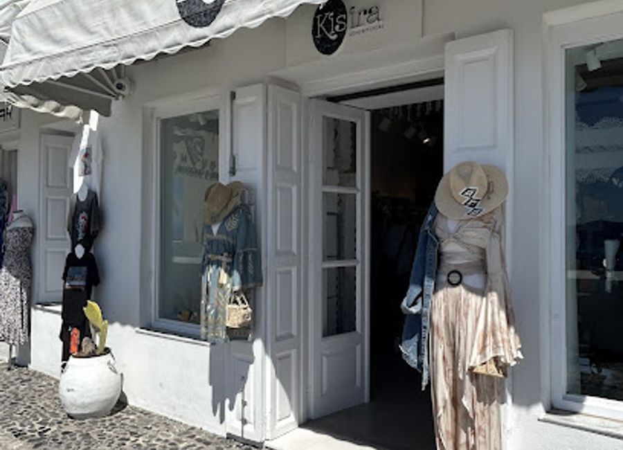 Explore unique Greek fashion at Kisira Concept Store in Santorini, where local designers and stylish finds await.