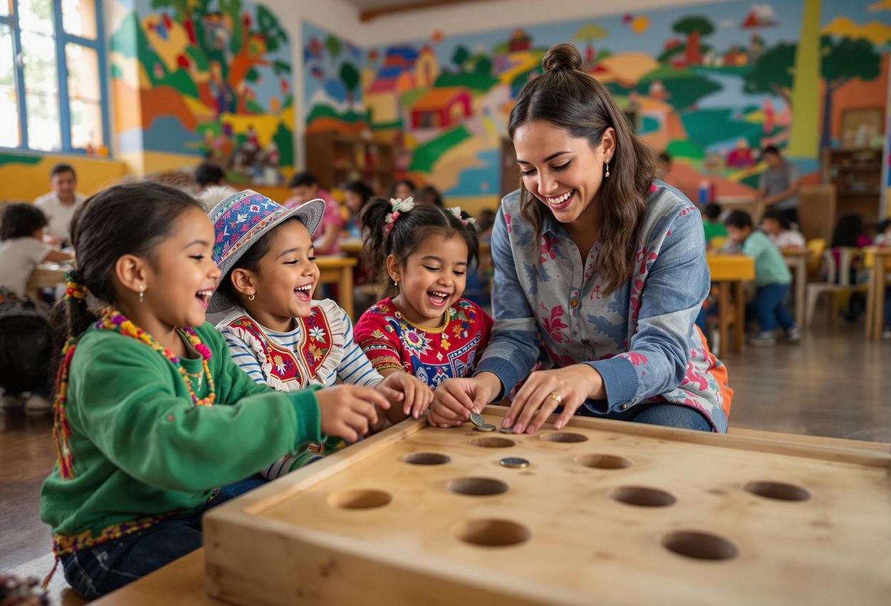 A volunteer shares a joyful moment playing 