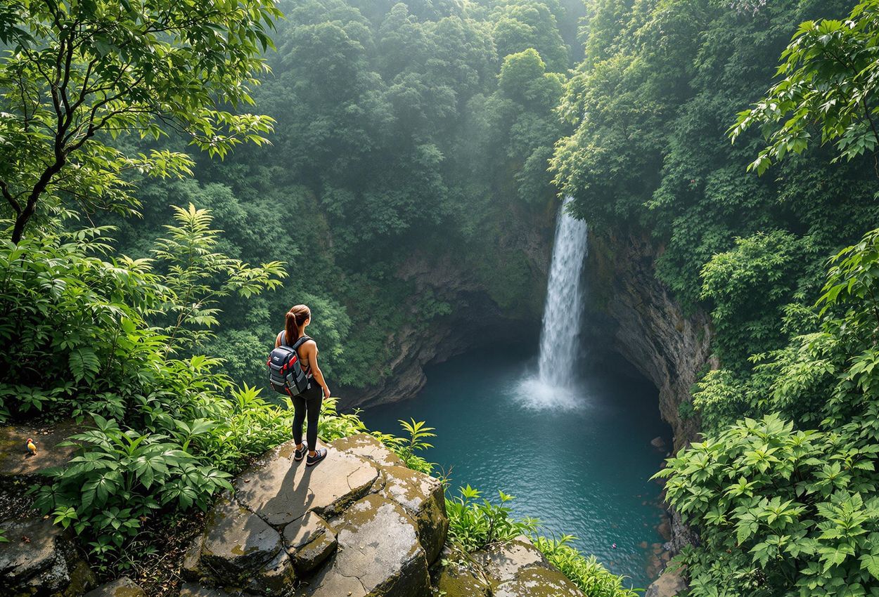A volunteer explores a vibrant jungle in Thailand and discovers a secluded waterfall, highlighting the beauty of nature and the importance of conservation.